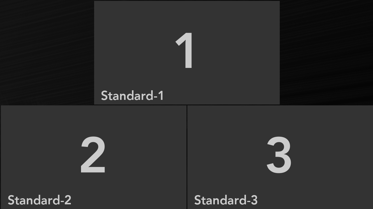 Combined layout with one large slot above two smaller slots.